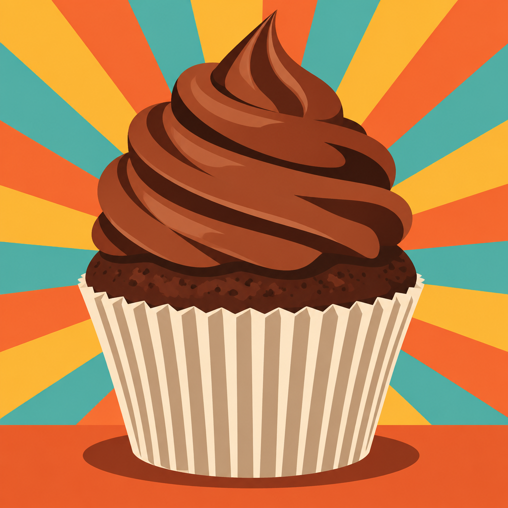 A chocolate cupcake with swirled chocolate frosting