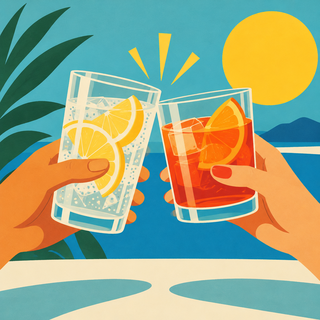 Two glasses raised in a Tuesday toast