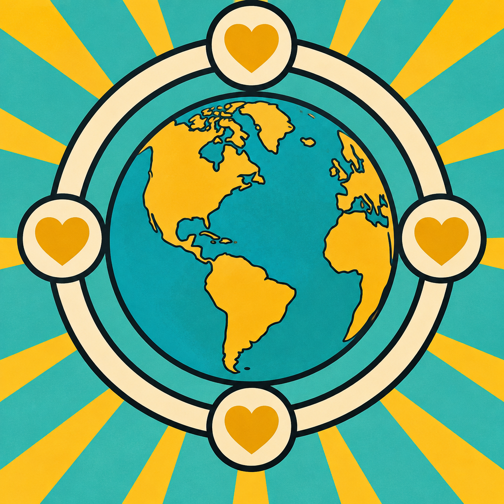 Illustration of a globe surrounded by a protective ring.
